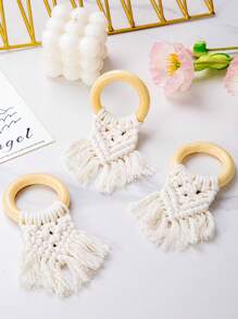 1-120 piezas Anillos de servilleta de cuerda de madera hechos a mano, Portaanillos de servilleta de madera rústica para decoración de mesa de comedor, Anillos de servilleta de estilo bohemio y de granja