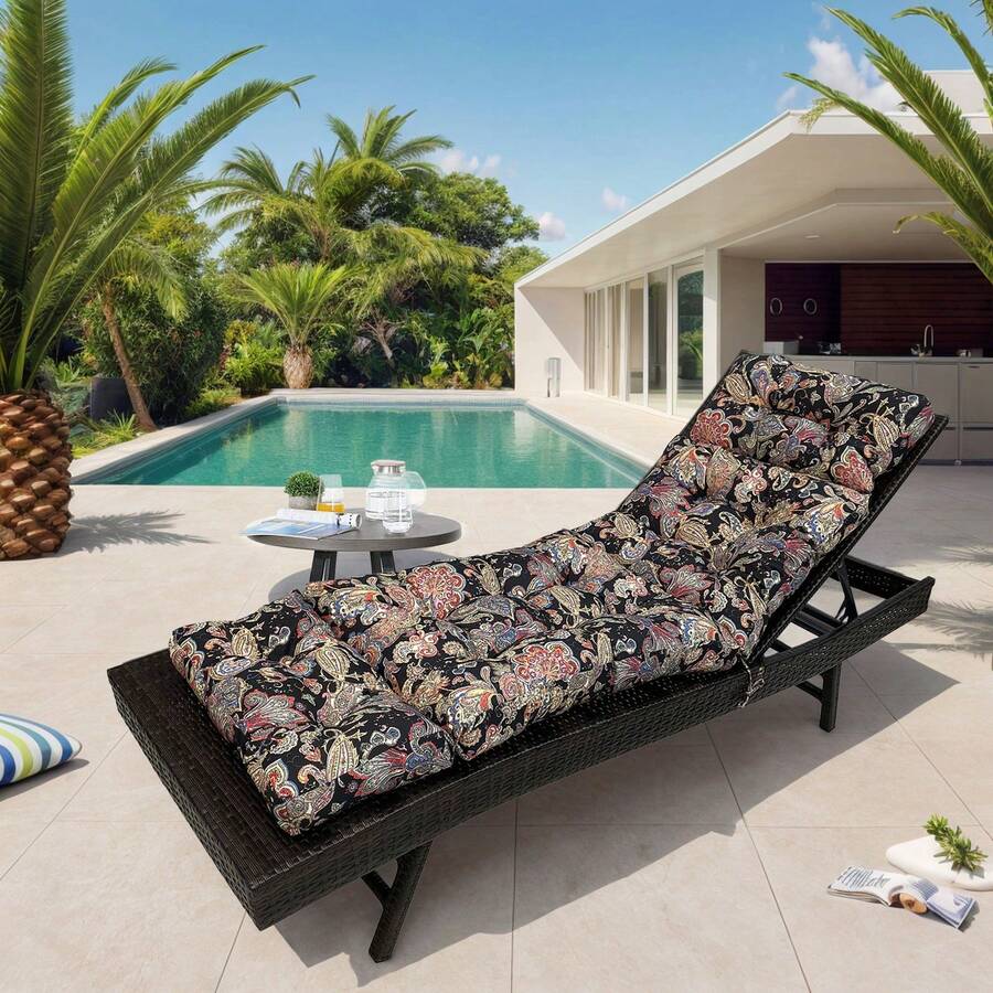 Outdoor Folding Lounger Chair Cushion Recliner Rocking Chair Sofa Mat Chair Cushion For Yard Patio Beach Pool Deck For Outdoor Folding Chaise Lounge Chair Cushion For Beach Sunbathing Patio - 金色 - 查看 1