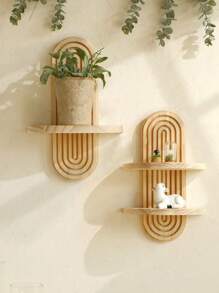 1 pieza Marco de pared de madera con estilo bohemio, estantería flotante de arco iris de madera de uso múltiple, fácil instalación, apta para todo tipo de decoración del hogar en las cuatro estaciones - adecuada para dormitorio, sala de estar, pasillo, guardería, cocina, oficina, casa de campo, etc. Decoraciones para el jardín, decoraciones de boda, decoraciones del hogar