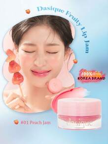 Dasique Dasique Fruity Lip Jam 01 Durazno, gel apretable, crema gel brillante, brillo cristalino, tinte borroso, aroma frutado, fórmula vegana, tapa a prueba de fugas, alternativa a máscara labial, cuidado labial de verano, para usar debajo de la máscara, arte de labios degradado, K-Beauty, maquillaje coreano, 4g/0.14oz
