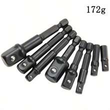 8pcs/Set Electric Socket Wrench Adapter With Beads, Square Head 1/2 1/4 3/8 Hex Handle Socket AD Connecting Rod