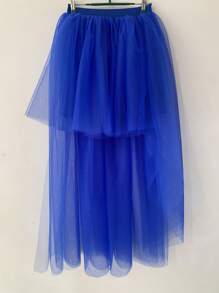 Women's Colorful Stylish Asymmetrical Tulle Skirt, Europe And America Design, Sexy Hem, Suitable For Daily Wear And Stage Performance