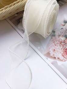 1 Roll 4cm * 10yd Fishtail Yarn Ribbon Wavy Edge Pleated Chiffon Ribbon Gift Wrap Wedding Birthday Party Flowers DIY Decoration - Pearl Chiffon Ribbon - View 19