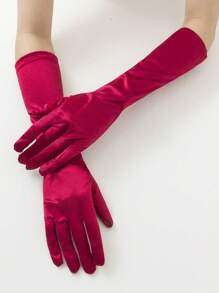 1 para jednolitych kolorowych minimalistycznych rękawiczek imprezowych o długości do łokcia