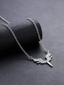 1 件男女通用天使翅膀项链，个性化设计高端休闲配饰，适合万圣节、音乐节和其他节日 - 銀色 - 查看 7