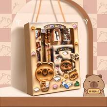 1 High Beauty Cute Stationery Gift Box Capybara Learning Supplies Set Creative Stationery Set, Six Pieces Set, Stationery Set Handheld Gift Box Gift, Birthday Gift, 2026 New Year, School Supplies, School Start Season Gift, Back To School Season Gift - Multicolor - View 8