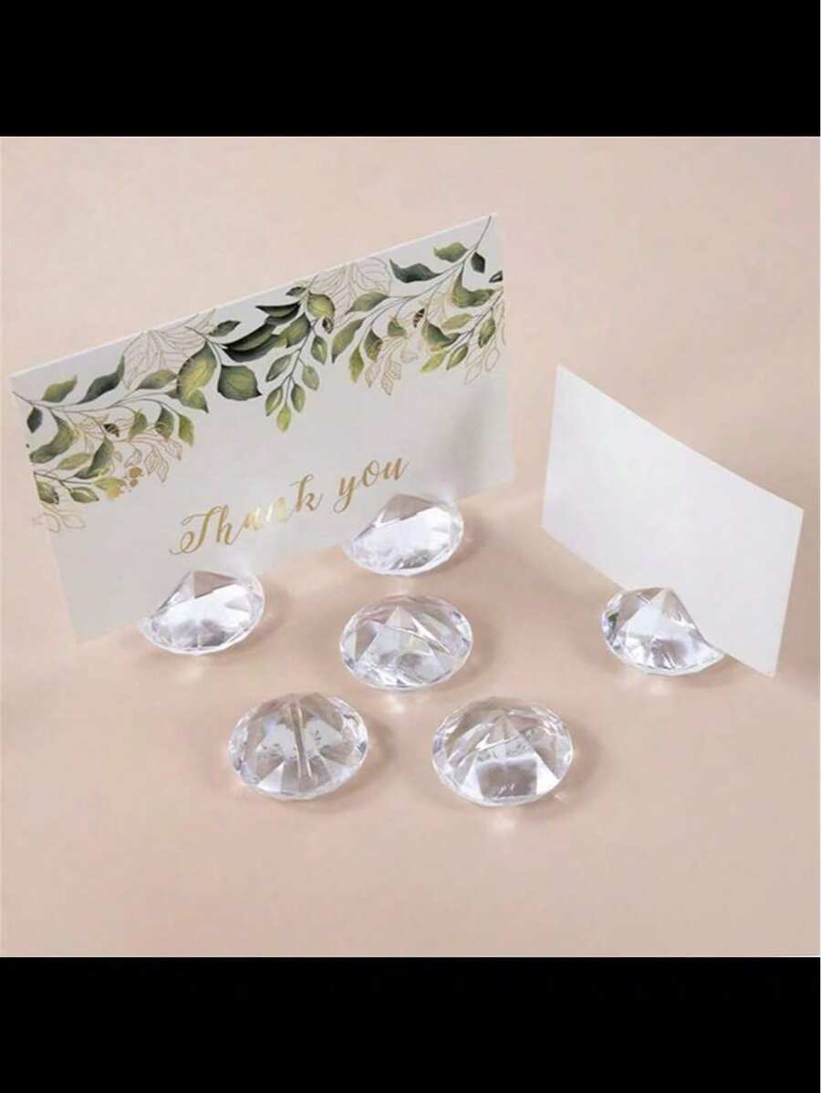 5Pcs Imitation Crystal Rhinestone Card Holder Table Number Name Seating Labels Placecard Clips Photo Picture Cards Display Stand - Clear - View 1