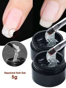 5克玻璃纤维修复指甲凝胶裂纹断裂纤维丝质延长快速胶水丙烯酸透明UV指甲油美甲用品可卸甲油 - 無色 - 查看 1