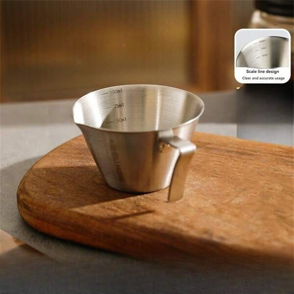 1pc Stainless Steel Italian Coffee Extraction Cup; Espresso Liquid Receiving Cup; Ounce Coffee Creamer; Narrow-Mouthed Cup; Outdoor