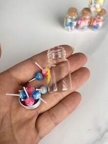 迷你罐裝棒棒糖模型，逼真彩色糖果，迷你食物廚房模型，DIY房間裝飾攝影道具 - 彩色 - 查看 10