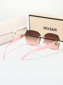 Óculos de Sol Quadrados sem Armação da Moda RIVSAR para Mulheres, Elegante Casual ao Ar Livre Chique para Festas, Viagens, Encontros, Acessórios de Joia Redonda Gatinho de Verão, Presente de Marca Premium para Feriados, Dia dos Namorados, Natal, Halloween
