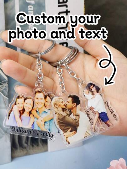 Chaveiro personalizado com foto e texto, chaveiro personalizado com foto de família, chaveiro de acrílico com foto de casal personalizado, pingentes de bolsa personalizáveis, pingentes de bolsa, pingentes de bolsa para bolsa, chaveiros para mulheres/homens, presentes de aniversário, aniversário, decoração de quarto, namorada, namorado, amigos, família, estudantes, mãe, presentes exclusivos