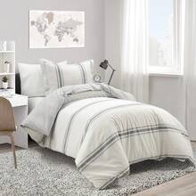 Farmhouse Stripe Reversible Cotton Duvet Cover Set, 2 Piece Set, Twin XL, Navy - Twin Bedding Set - Dorm Decor - Striped Duvet Cover For Kids Or Teens - Farmhouse Bedroom Decor - Gray - 查看 1