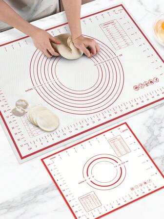 1 tappetino per impastare, tappetino da forno, tappetino per pasta, tappetino per stendere l'impasto, antiaderente e antiscivolo, con tacche di misurazione, lavabile e facile da pulire, adatto per stendere l'impasto, preparare i ravioli, cuocere, fare la pasta, la pizza, i dolci, accessori da cucina, disponibile in varie misure