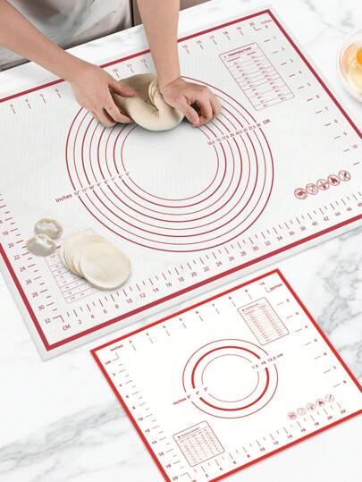 1 tapete para amassar, tapete para assar, tapete para confeitar, tapete para enrolar massa, antiaderente - superfície antiderrapante | Com marcações de medida - medidas claras | Lavável - fácil de limpar | Adequado para enrolar massa, amassar, fazer embalagens de bolinhos, assar, fazer massas, pizza, doces, utensílios de panificação, tapete para confeitar, vários tamanhos disponíveis