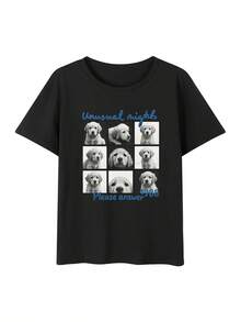 200g Pure Cotton T-Shirt 2025 Summer Ladies New Short Sleeve Pure Cotton Holiday Pattern Short Sleeve Round Neck Couple Wear Small Shirt Tops - 黑色 - 查看 2