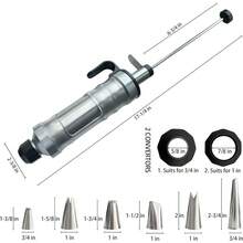 Set de pistola para decorar con glaseado, kit de decoración de pasteles de acero inoxidable, herramienta para entubar betún, 6 boquillas para entubado de glaseado, suministros para rellenar magdalenas - 1 - Ver 5