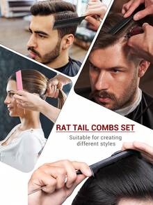 8/4/1 Stück Professioneller Spitzkamm, Steckkamm, Rattenschwanzkamm, Scheitelkamm aus rostfreiem Stahl, antistatische Haarbürste: Multifunktionskamm für normales Haar zum Entwirren, Haarstyling, Bonbonfarben, ideal für Friseure, Salons und Heimgebrauch, Haarbürste, Kamm, Haarpflege-Utensilien, für Friseur-Salon, Schönheit - Hellgrau - Übersicht 7