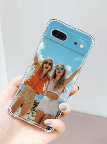 1 pieza Funda protectora de teléfono transparente personalizada y a medida adecuada para Pixel 9 Pro/9 Pro XL/9A/Pixel 8 Pro/7 Pro XL/6A Series, Funda de teléfono para parejas con diseño floral de moda, estiloso y colorido. Personalizable por contrato, regalo único y personalizado ideal para él, el novio, la novia, la familia o amigos