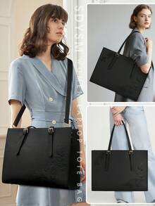 NEWHEY 15.6 Inch Women's Genuine Leather Laptop Bag, Waterproof Work Tote, Professional Business Office Computer Briefcase, Large Capacity Shoulder Bag - Multicolor - View 9