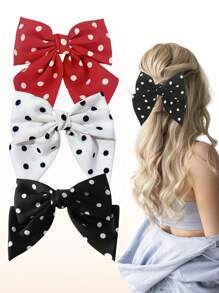 1pc Fabric Hair Clip, Sweet Polka Dot Printed Bowknot Spring Clip Hair Accessory, Suitable For Ponytail, Bun, Wedding And Casual Wear, Claw Clips, Clips For Hair, Hair Slide, Hair Claws