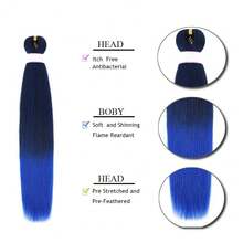 Ombre Pre Stretched Braiding Hair 30 Inch 8 Packs Synthetic Crochet Braids Hot Water Setting Professional Soft Texture Synthetic Hair Extensions 30 Inch 1B 27 - 1B/Biru (Hitam ke Biru) - View 2