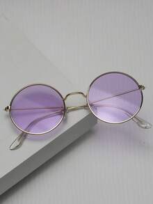 1pc Round Fashion Glasses, Suitable For Daily Life, Travel And Outing - Multicolor - View 12