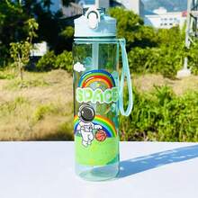 1 Stück kreative personalisierte Muster Isolierbecher; sehr attraktive Cartoon Plastiktasse mit tragbarem Henkel und Strohhalm Sport Wasserflasche