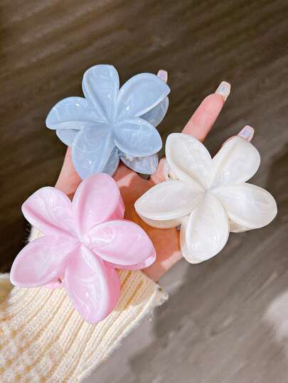 Set de 3 elegantes clips de pinza de flores con diseño marmoleado y teñido anudado, adecuados para uso diario, escuela, viajes, mujeres, fiestas, citas, ropa urbana, accesorios de pelo de alta gama