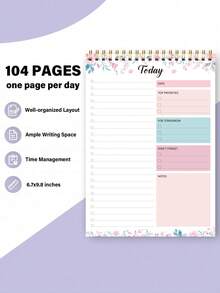 1pc Spiral Bound Undated Daily Planner Notebook, 52 Pages, Suitable For Office And Students, Improve Work Efficiency, Can Be Used As To-Do List, Teacher Supplies, Office Desk Accessories, Easter Gift, School Supplies, Halloween And Christmas Gifts - Multicolor - View 6