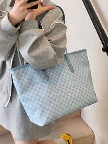 SHIMEINI 1 chiếc túi tote thời trang châu Âu & Mỹ mới năm 2026, túi du lịch dung tích lớn, túi mua sắm, phù hợp cho nữ sử dụng hàng ngày, balo đi học, du lịch nghỉ mát, ngày lễ, hẹn hò, quà tặng. - Màu xanh nhạt - Xem 4