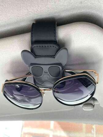 汽车遮阳板PU磁性眼镜架卡通强磁太阳镜夹车内名片夹卡夹磁性太阳镜收纳架