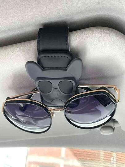 Car Visor PU Magnetic Eyeglasses Holder, Cartoon Strong Magnetic Sunglasses Clip, Car Interior Business Card Holder, Card Clip, Magnetic Sunglasses Storage Rack