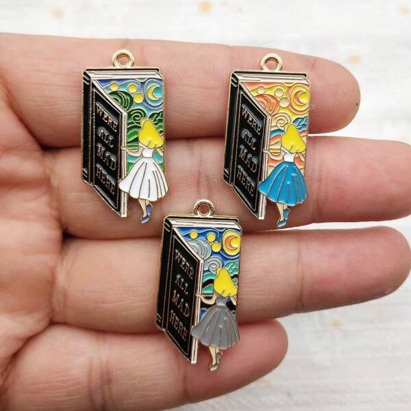 6/12pcs Mixed Disney Cartoon Charm Jewelry Accessories Diy Making Enamel Pendant Alloy Metal Gold Plated