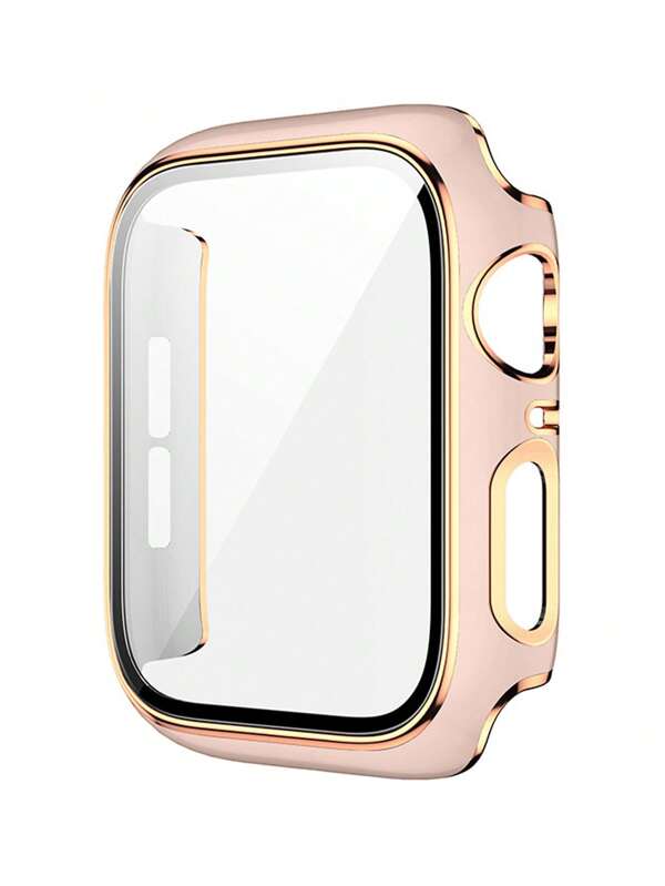 1 pieza de protector de pantalla de vidrio templado ultrafino con tallado de 2 en 1 a la moda, a prueba de caídas, color rosa, para carcasa de de 38/40/41/42/44/45/46/49mm, para Series Ultra/SE/10/9/8/7/6/5/4/3/2/1, accesorios inteligentes para carcasa de reloj