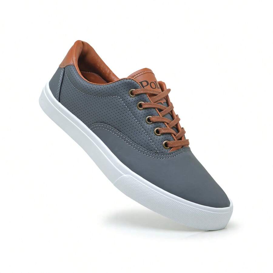 Men's Polo Boxster Casual Sneakers Lace-Up Sneakers Flat Sole Round Toe Casual Dress Shoes - 石墨 - 查看 1