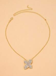 1 Stück Blüten Anhänger Halskette, einfache Strass Choker Halskette, minimalistisches Modeaccessoire für Frauen