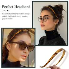 1/2/3pcs Tortoiseshell Patterned Elastic Hair Bands, Non-Slip High Elasticity Hair Hoops Suitable For Glasses Wearers, Glossy No-Pressure Hair Accessories For Travel, Makeup, Daily Use, Essential Fashion Hair Accessory For Women, Animal Print Hair Bands - Multicolor - View 6