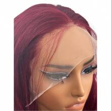 Parrucca frontale in pizzo HD da 12 pollici con densità del 200%, in capelli umani brasiliani a onde del corpo di colore borgogna, parrucca frontale in pizzo HD in capelli umani senza colla con linea naturale dei capelli pre-strappata