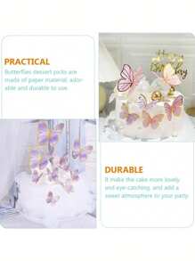 10/20Pcs Mixed Size Butterfly Cake Decorations, 3D Pink And Purple Butterfly Cupcake Decorations, Birthday, Wedding And Party Supplies, Baking Cake, Dessert, Appetizer, Snack Decorations, Butterfly Birthday Cake Decorations, Holiday Inserts, Combination Set