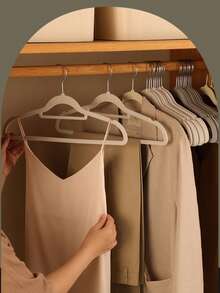 10 件植绒衣架，防滑无痕家居收纳整理器 - 米色 - 查看 2