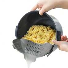 1 pieza Colador ajustable con clip - Apto para ollas y tazones, sin necesidad de electricidad - Ideal para escurrir pasta, verduras y frutas - Accesorio de colador portátil duradero y flexible para el hogar y la cocina de la autocaravana, un regalo imprescindible de herramientas de cocina para chefs en el hogar, almacenamiento ahorra espacio para organizadores de cocina, idea de regalo de cocina navideña