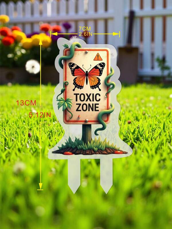 1 pièce Piquet de sol en acrylique 2D - Convient pour le jardin, la cour, la ferme, la décoration du bac à fleurs, panneau d'avertissement de pesticide - Peut également être utilisé comme cadeau pour les fêtes ou les anniversaires - Imperméable