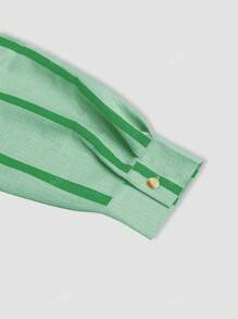 1 pezzo Camicia a maniche lunghe con bottoni e righe, stile casual e comodo, adatto per primavera, estate, autunno, pendolarismo, uso quotidiano, appuntamenti al caffè, feste all'aperto, ritorno a scuola, vacanze