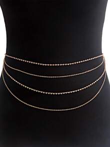 Sweet And Cool Metal Punk Geometric Waist Chain Body Chain, Vintage Diamond Claw Chain Versatile Waist Chain. Summer, School - Gold - View 1