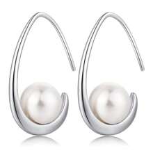 1 par de pendientes con perlas falsas chapados en cobre y plata, diseño elegante y versátil, regalo de joyería