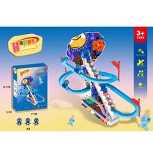 Juguete Educativo para Niños 3+ Años: Monstruos Cartuneses Suben Escaleras en Orbitas Eléctricas con Ascensor Automático y Deslizadero - Azul - Ver 2