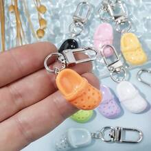 7/10 buc pandantive colorate din rășină din aliaj, în formă de pantof/papuc, potrivite pentru cercei, brățări, coliere, pandantive pentru genți, brelocuri auto și alte accesorii pentru pandantive, asortate zilnic, cadouri pentru cupluri de Anul Nou - Multicolor - Vizualizare 5