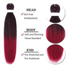 Ombre Pre Stretched Braiding Hair 30 Inch 8 Packs Synthetic Crochet Braids Hot Water Setting Professional Soft Texture Synthetic Hair Extensions 30 Inch 1B 27 - 1B/Bug(自然漸層勃根地紅) - 查看 4