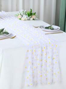 1 buc. șervețel de masă dreptunghiular cu model Daisy, șervețel de masă din plasă de 75 cm * 180 cm, față de masă pentru recepții de nuntă rustice, șervețel de masă pentru petreceri de nuntă, decorațiuni de ziua de naștere, decorațiuni pentru casă, decorațiuni de petrecere cu tematică florală, baby shower, decorațiuni de masă